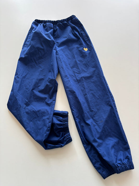 Blue Rain Pants with Gold Heart