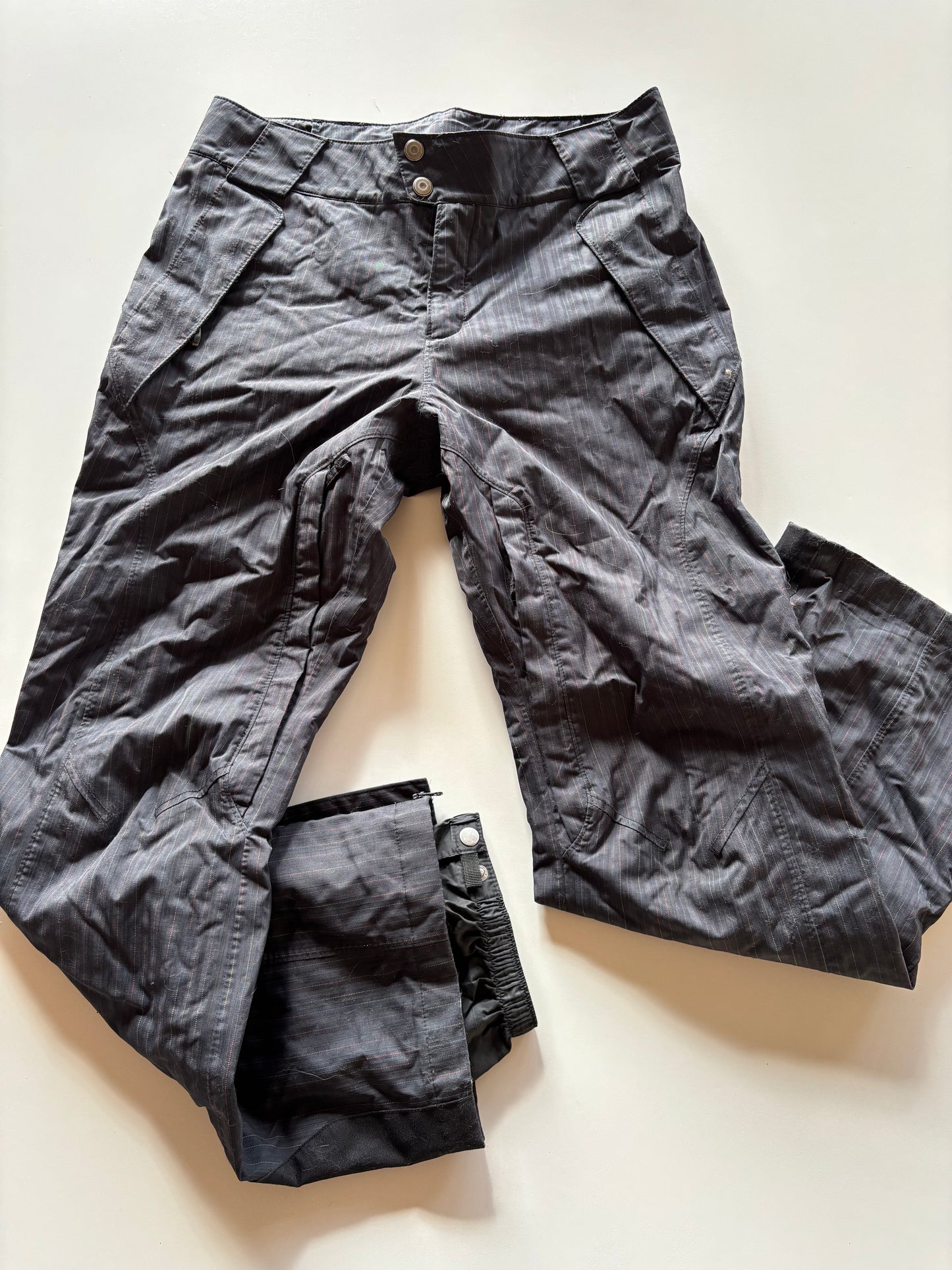 Black with Rainbow Pinstripes Snow Pants