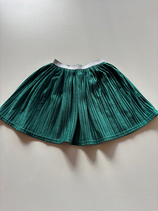 Green Pleated Velvet Skirt