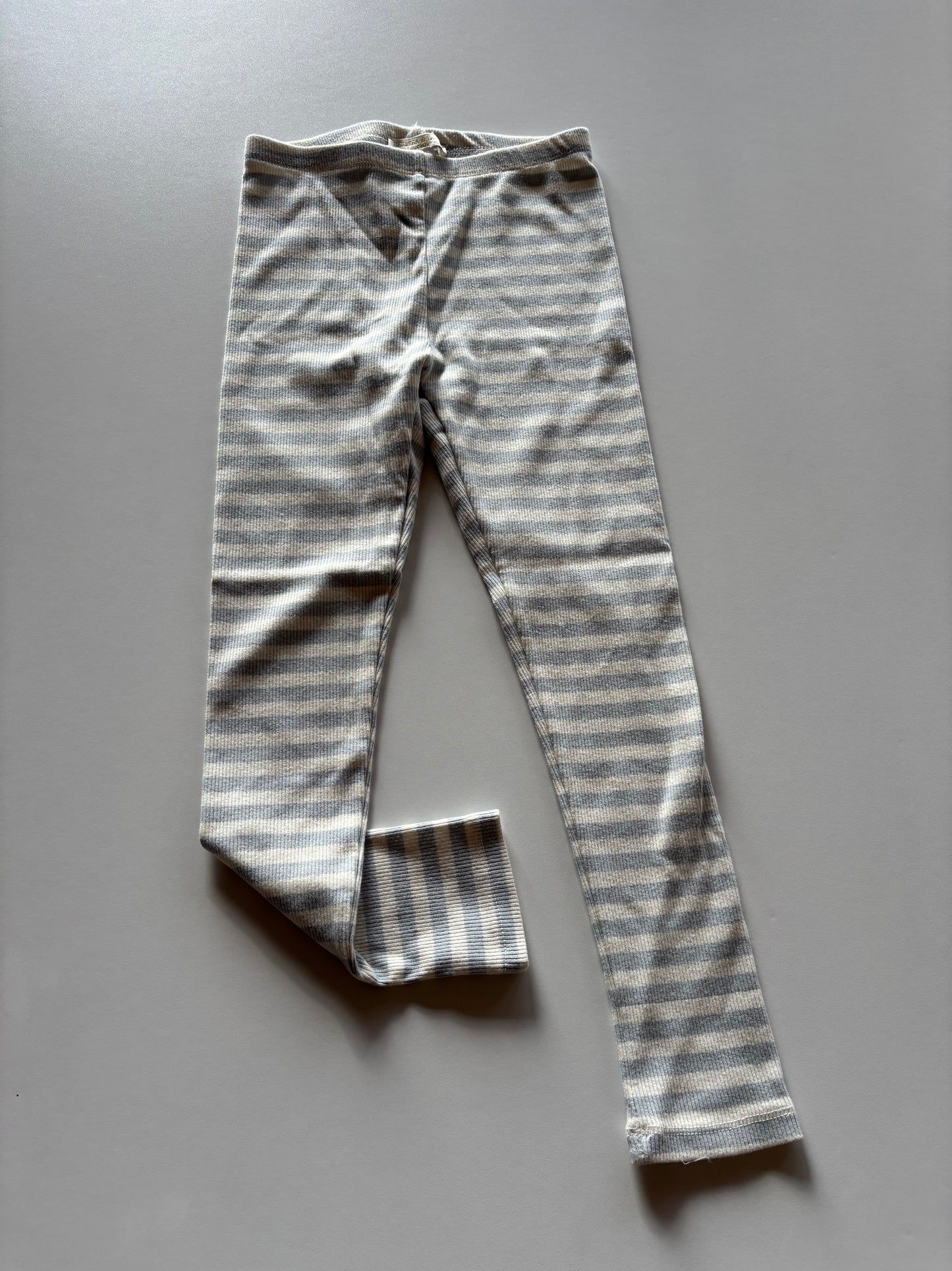 Ivory & Blue Ribbed Leggings