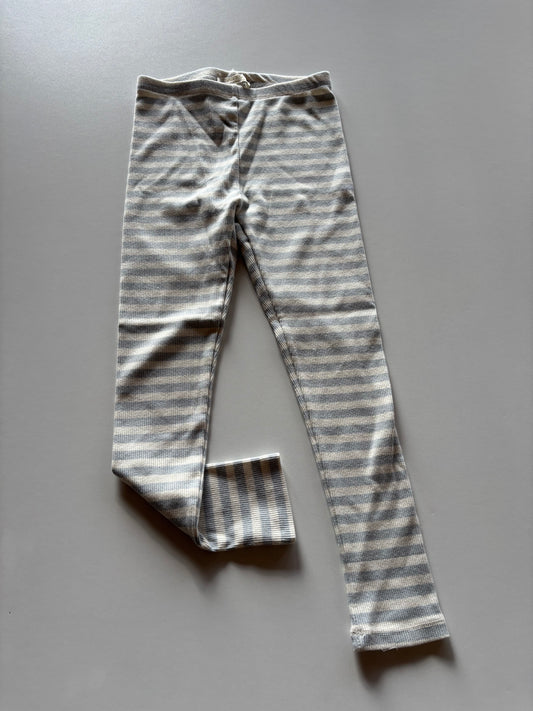 Ivory & Blue Ribbed Leggings