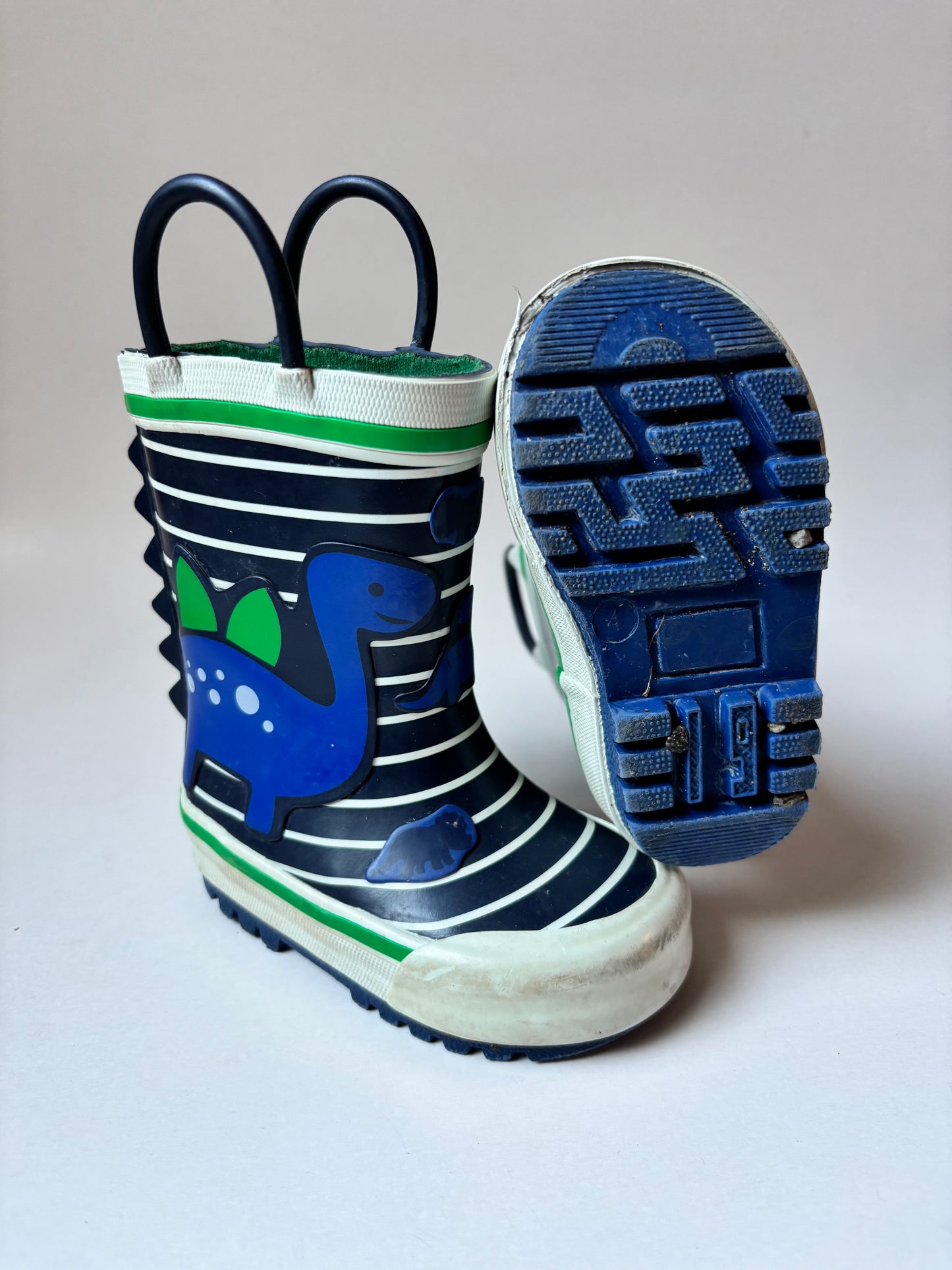 Striped Dinosaur Rubber Boots