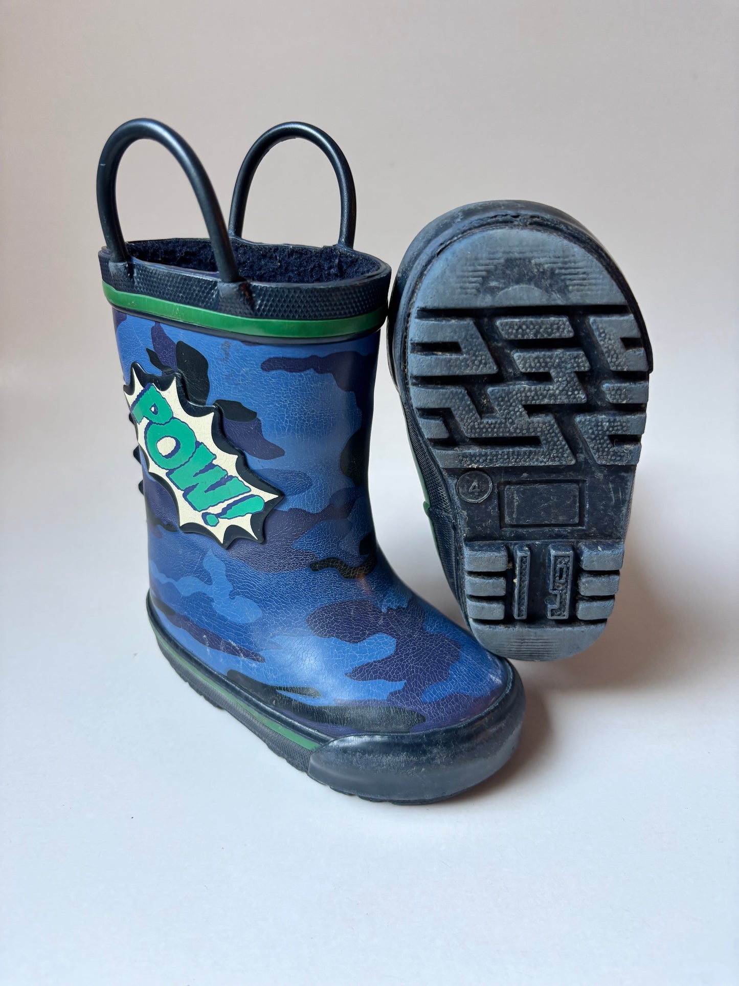 Blue Camo Pow Rubber Boots