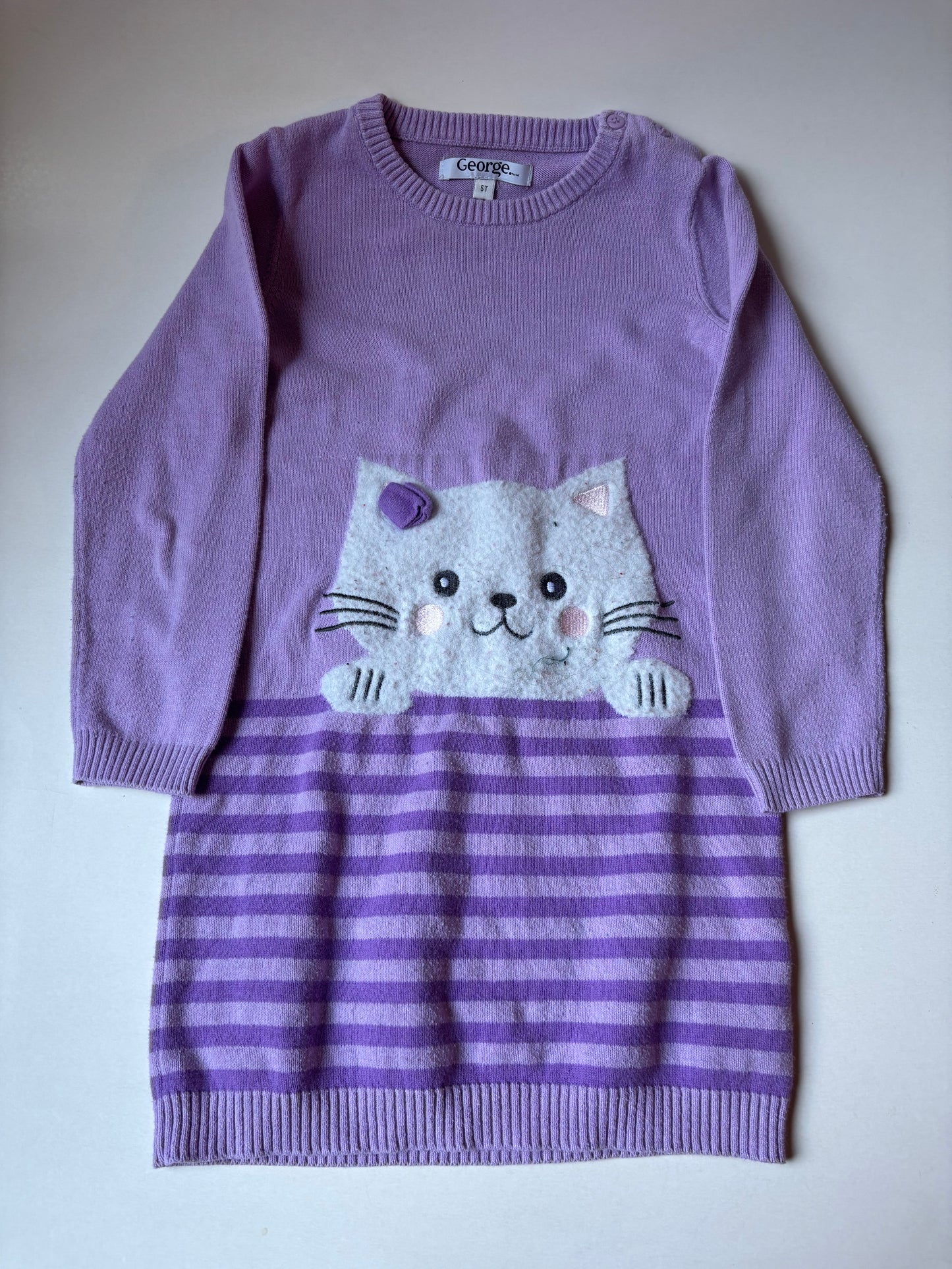 Purple Knit Cat Dress