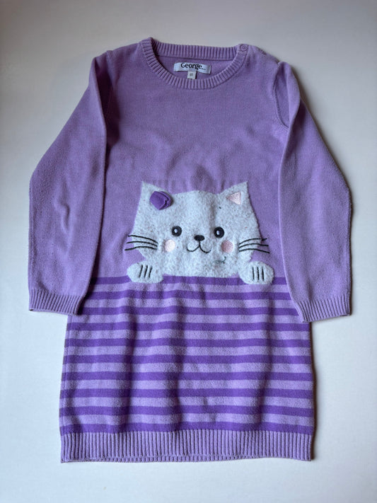 Purple Knit Cat Dress