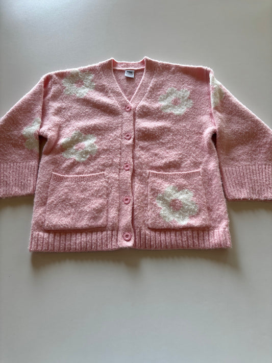 Pink Daisy Button Up Cardigan