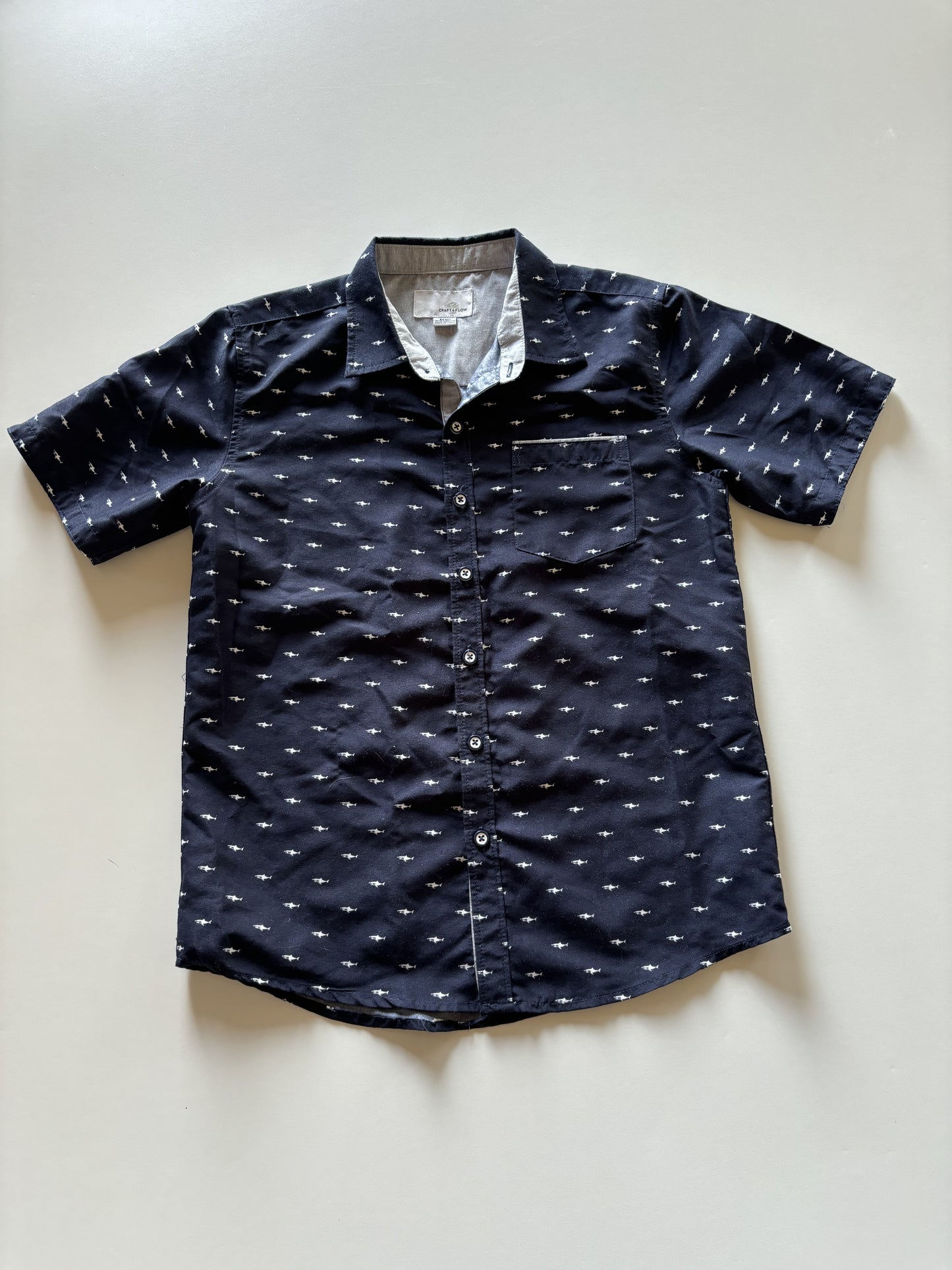 Navy Shark Button Up