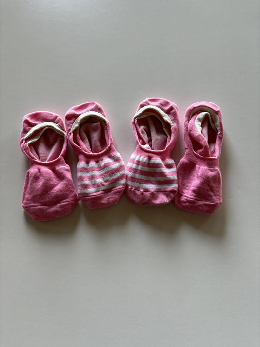 4 Pairs Pink No Show Socks