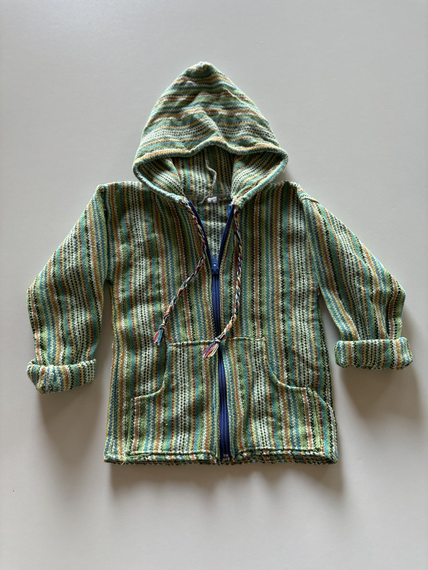 Green Woven Zip Up Hoodie