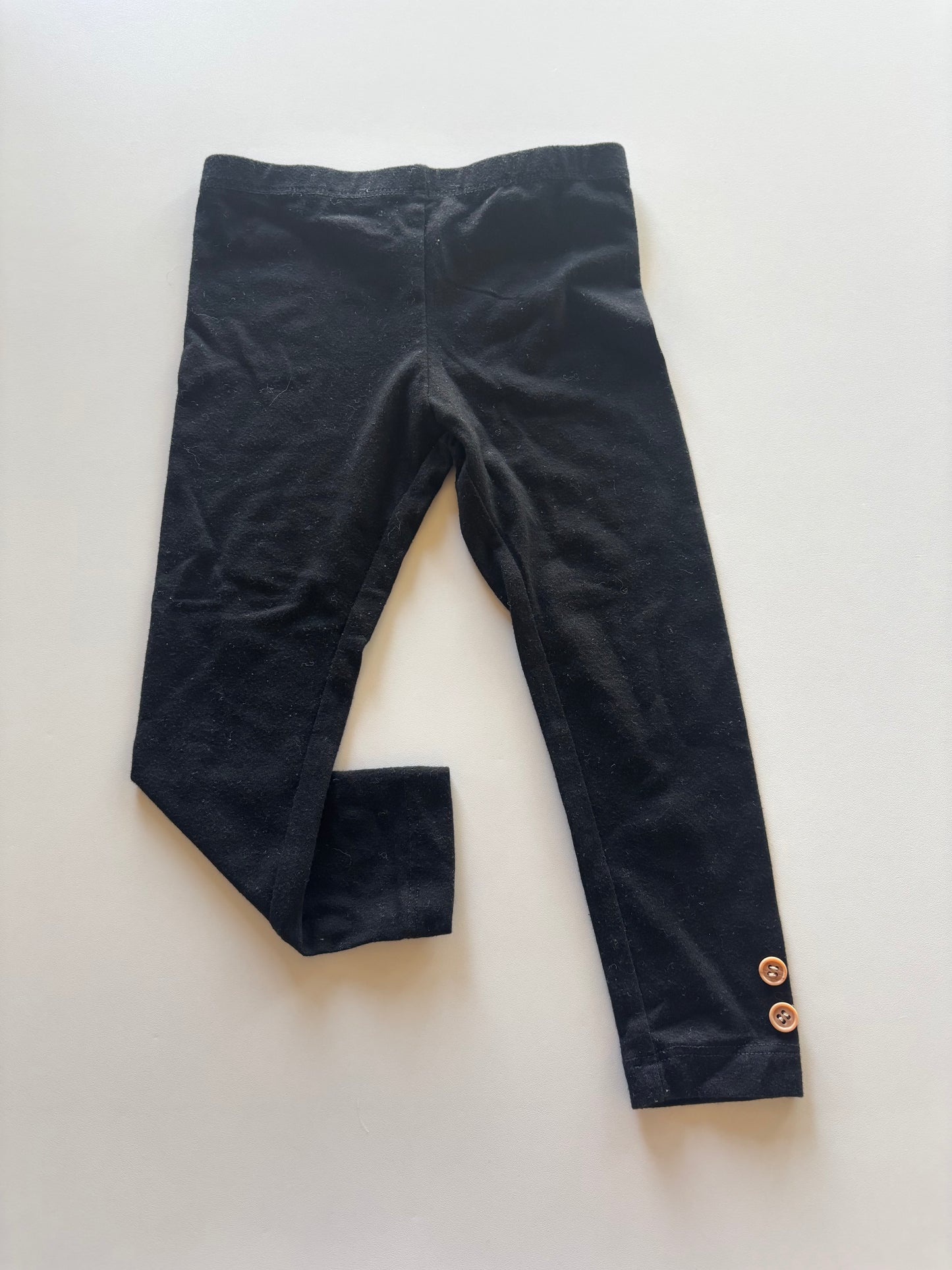 Black Leggings with Buttons at Ankles
