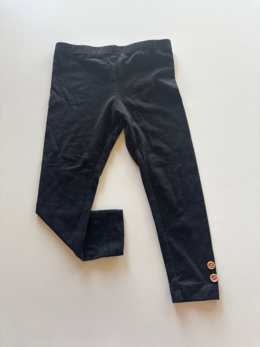 Black Leggings with Buttons at Ankles