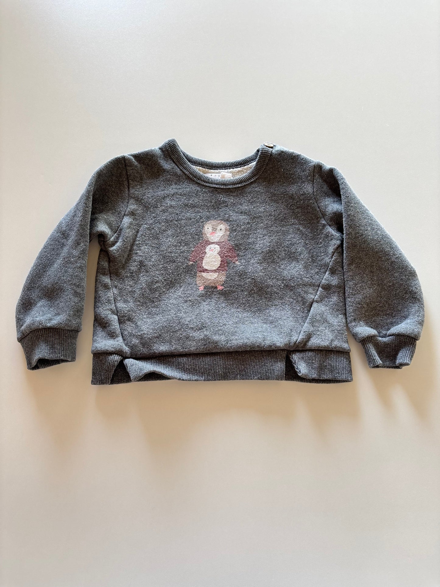 Grey Penguin Crewneck Sweater