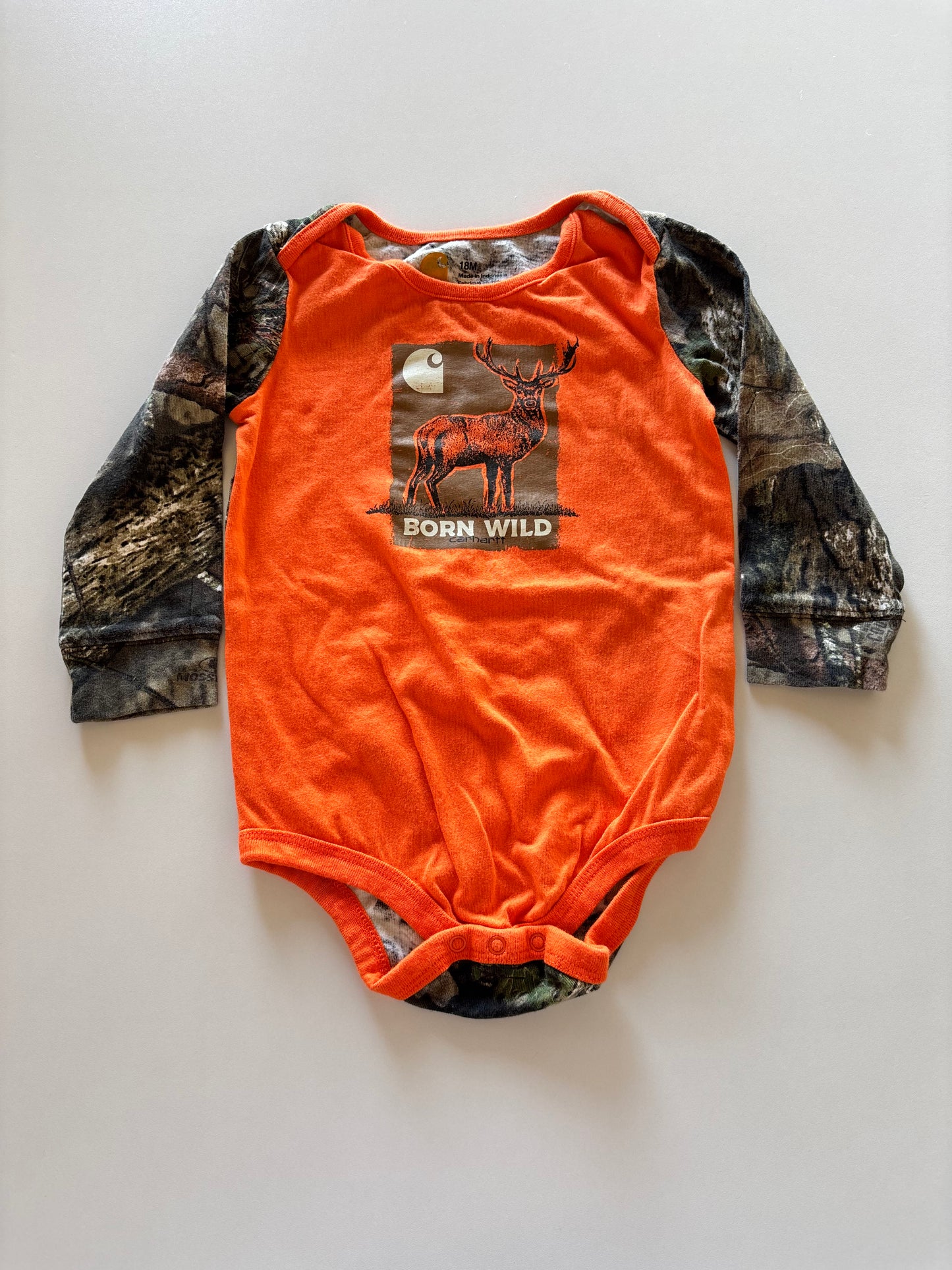 Orange & Camo Born Wild Onesie
