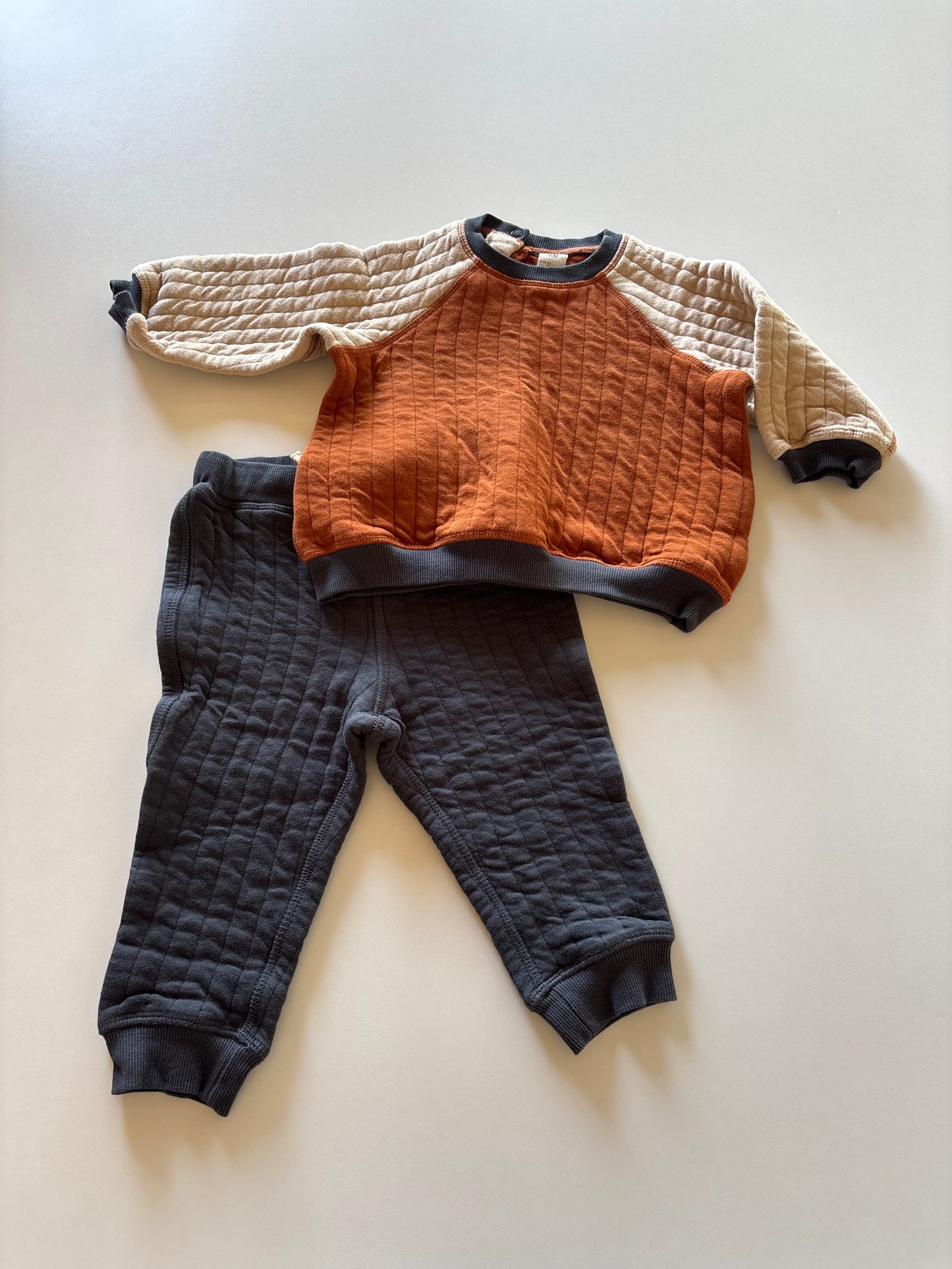 2pc Quilted Copper & Navy Set