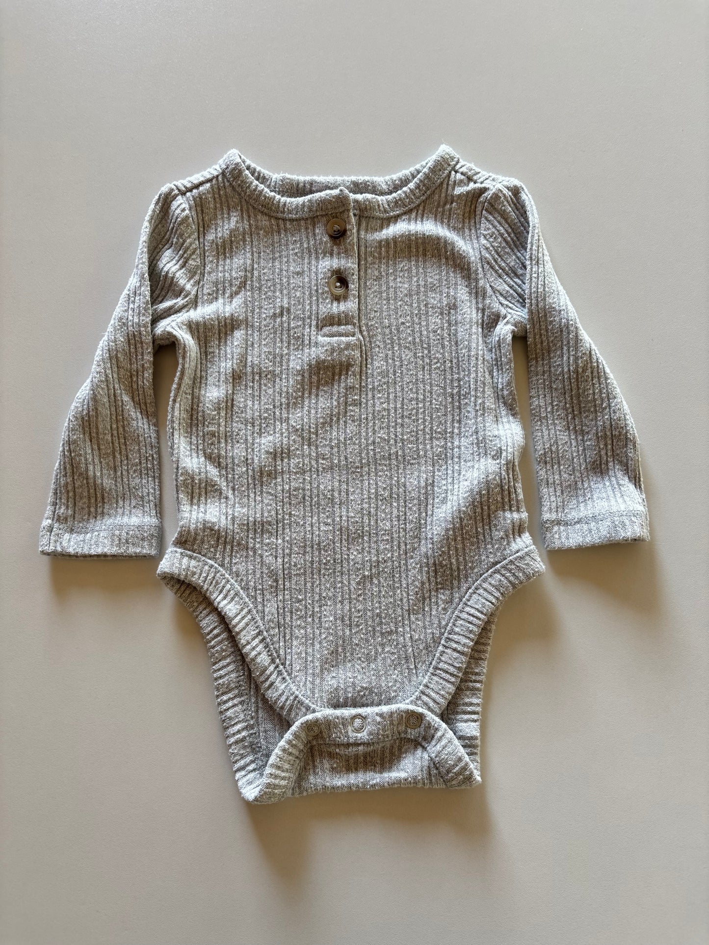 Grey Ribbed Henley Onesie