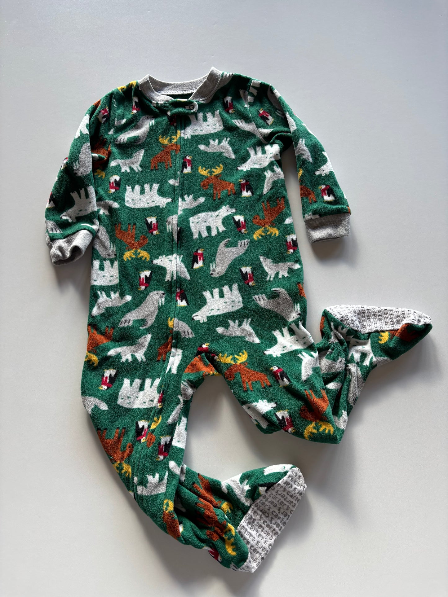 Green Fleece Winter Critters Sleeper