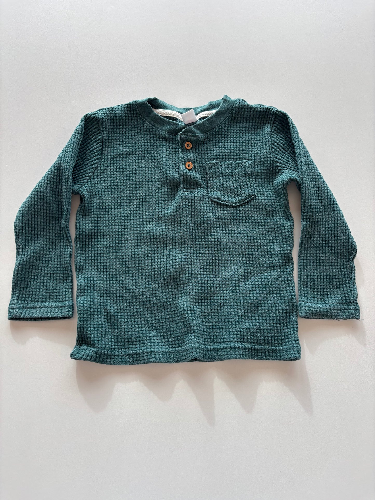 Green Waffle Henley Shirt