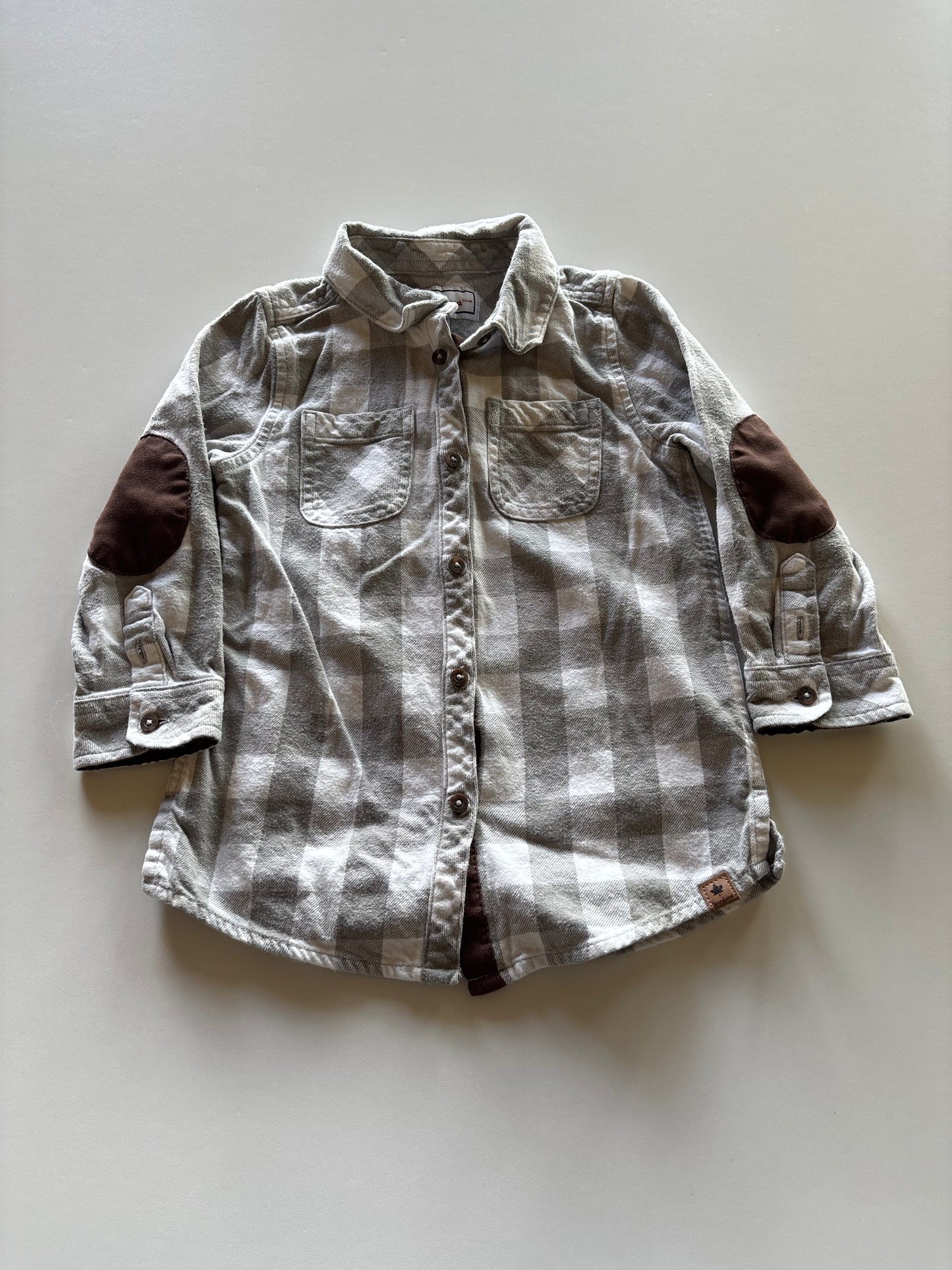 White & Grey Plaid Flannel Shirt