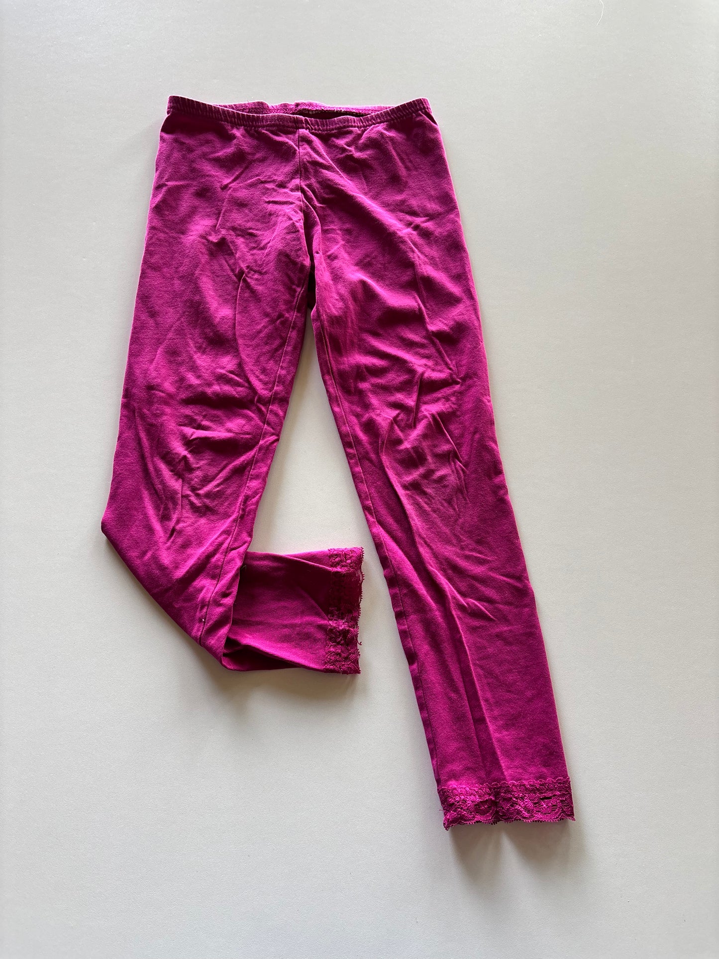 Lace Bottom Pink Leggings