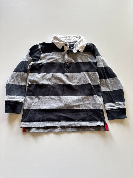 Grey & Black Striped Collared Shirt