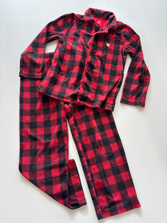 2pc Black & Red Plaid Pajamas