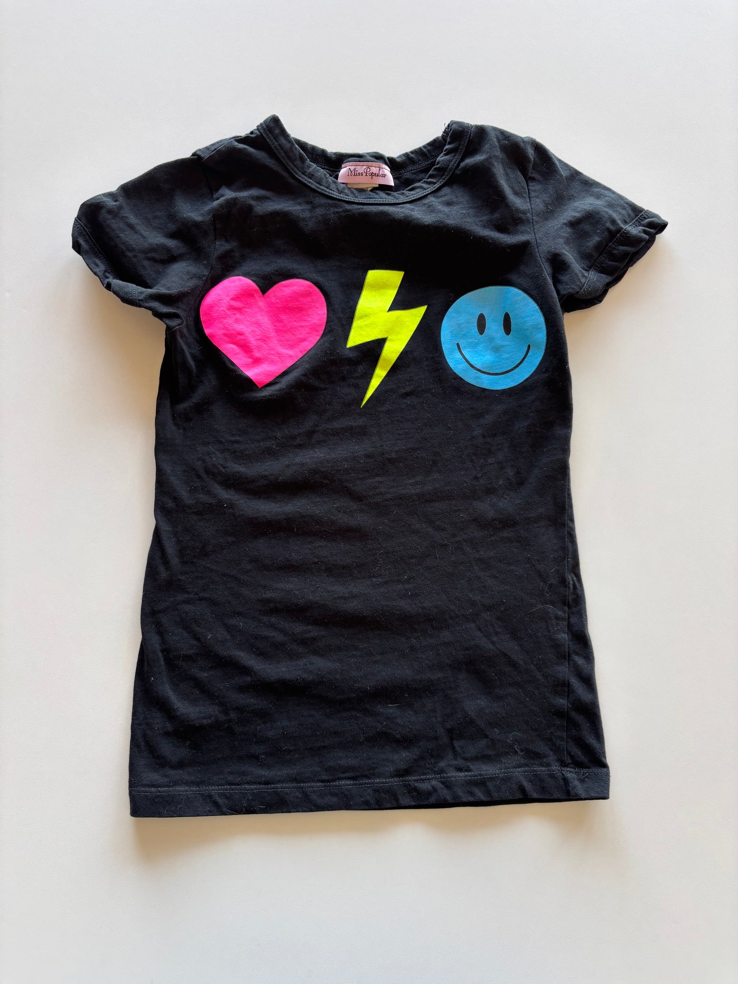 Neon Heart Lightning Black Tee