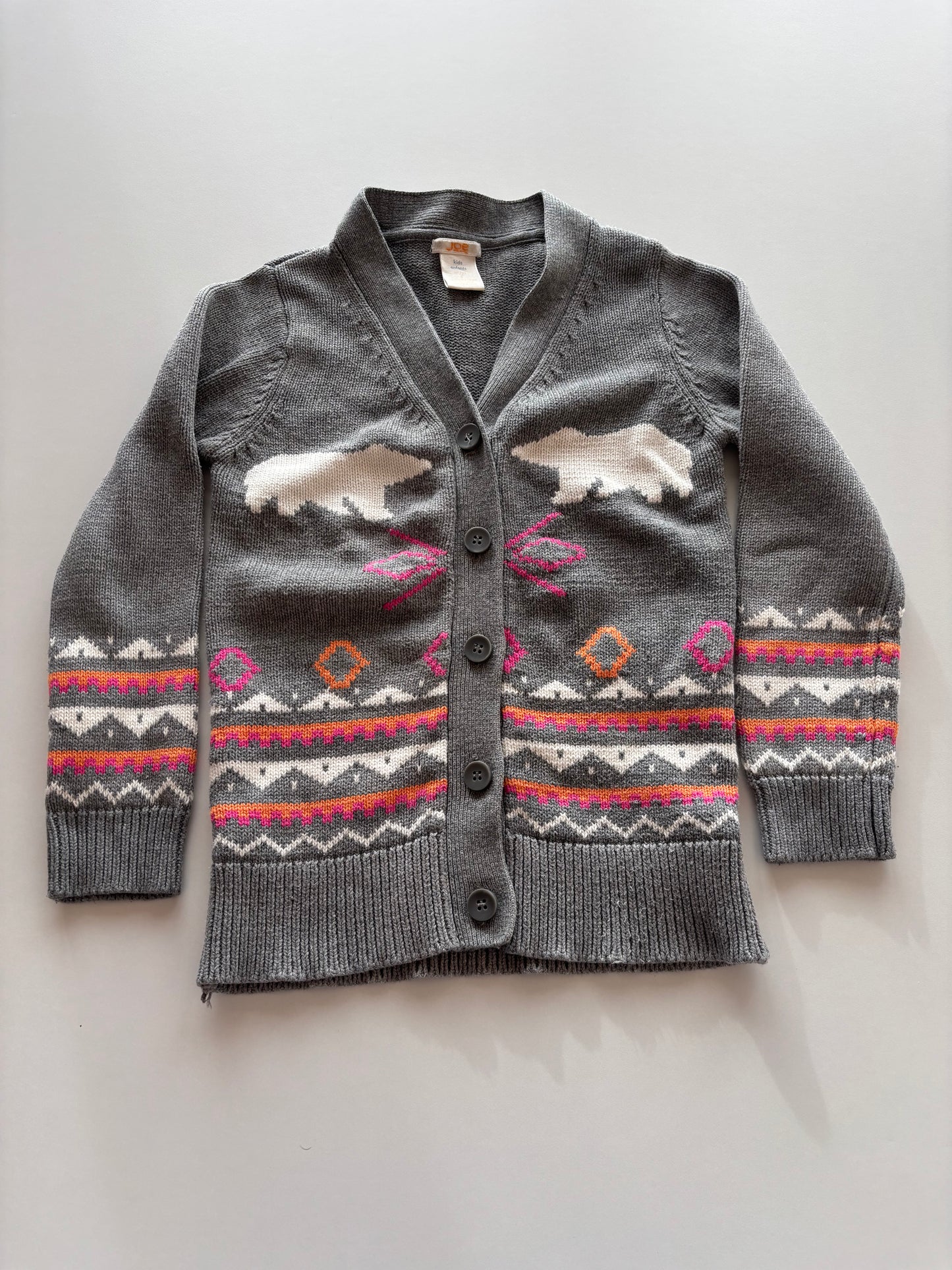 Grey Knit Bear Cardigan