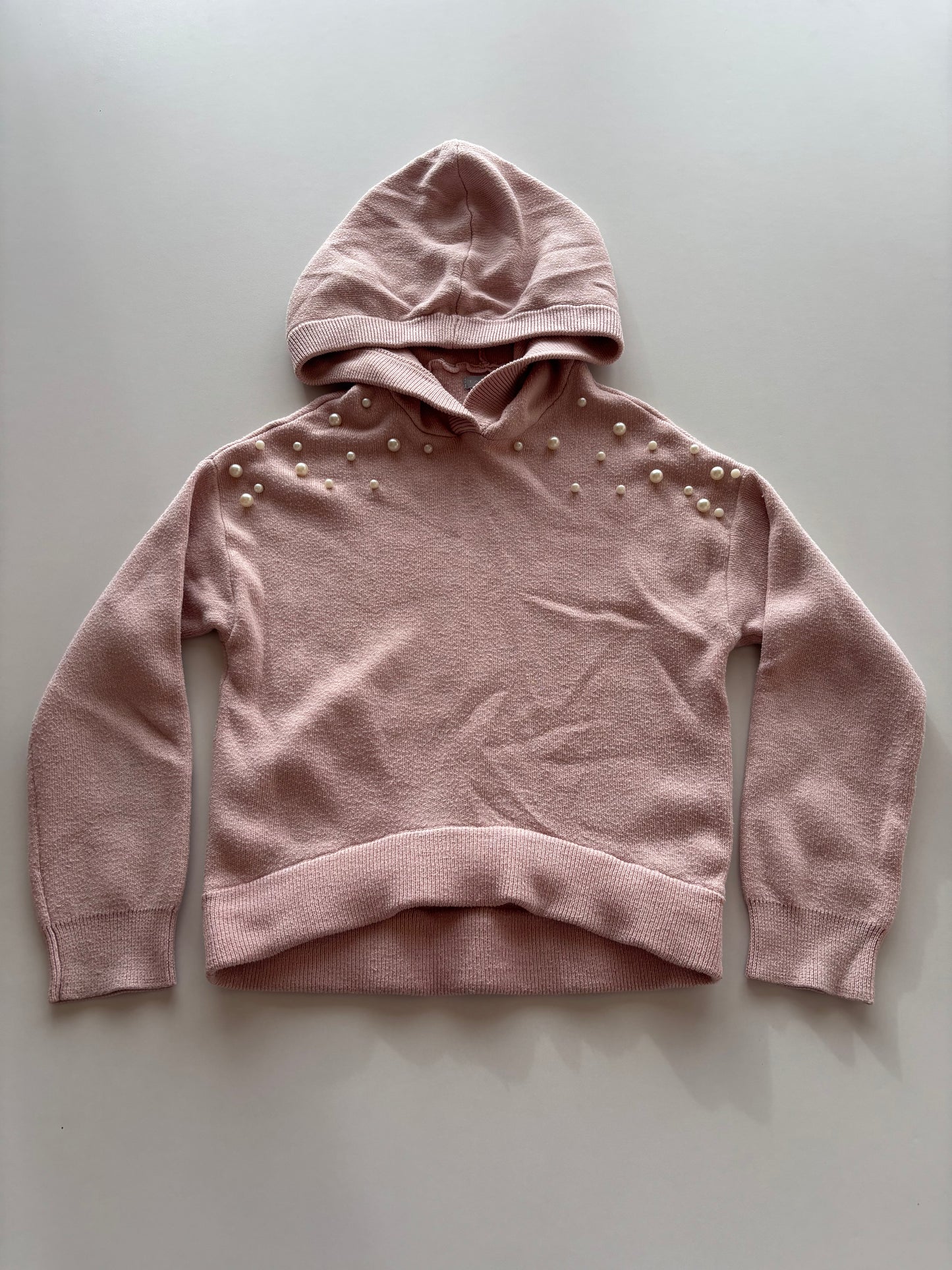 Light Pink Pearl Cropped Hoodie