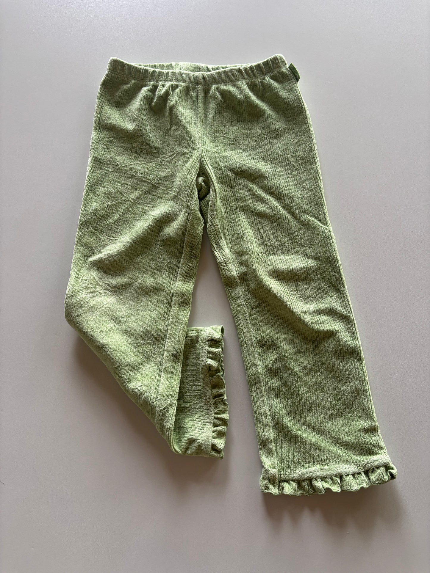 Bright Green Ribbed Velour Pants