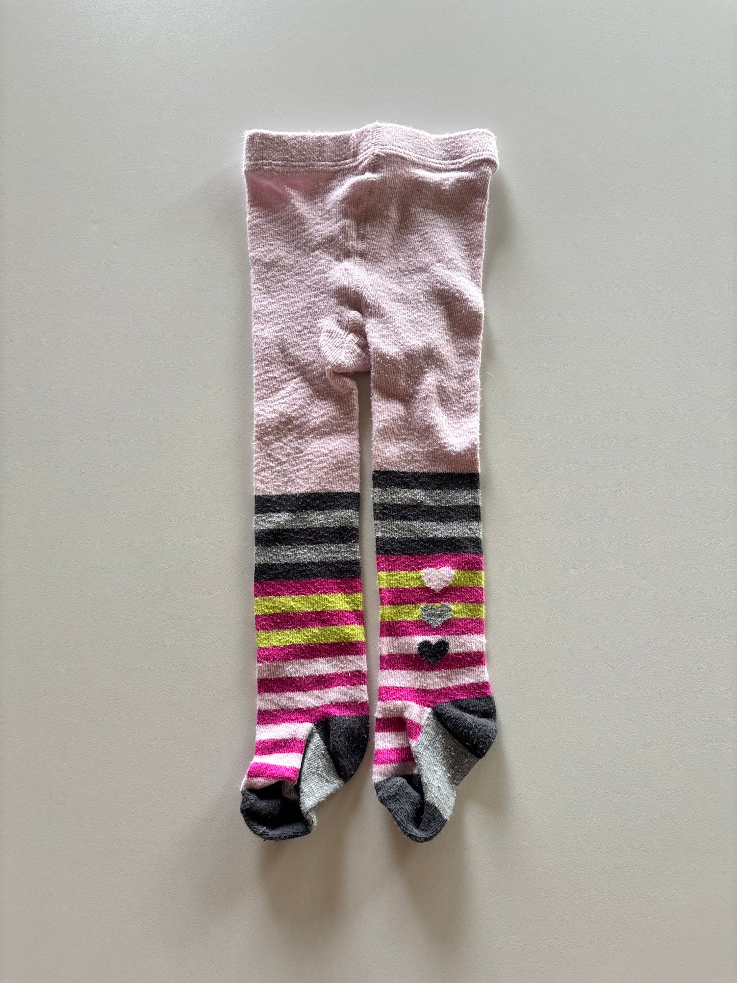 Pink Striped Heart Tights