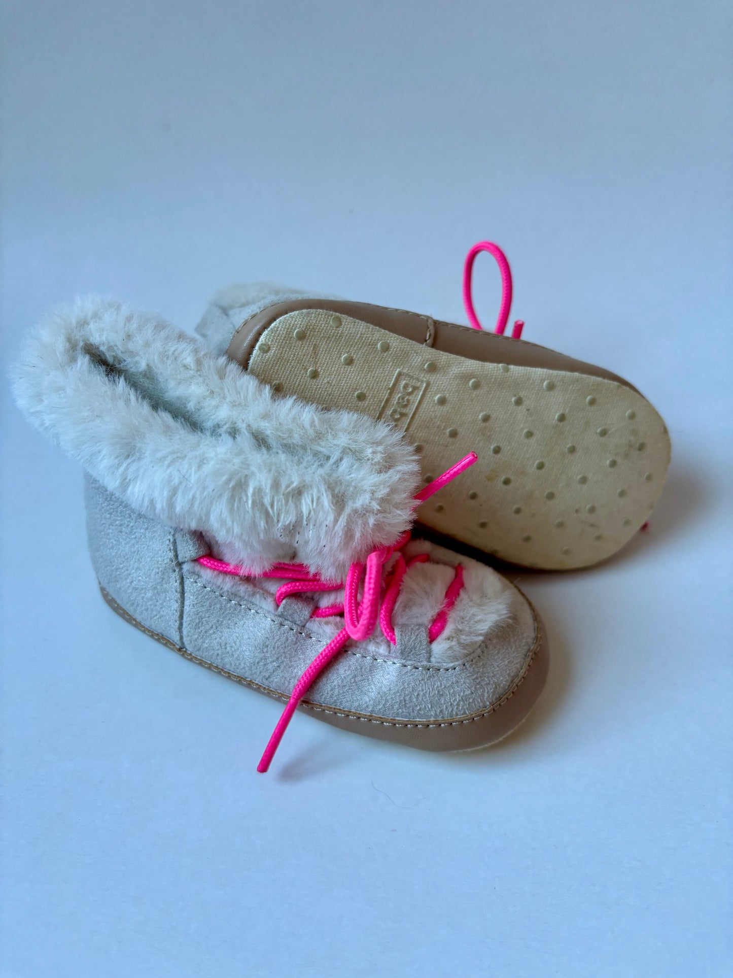 Ivory with Pink Laces Booties