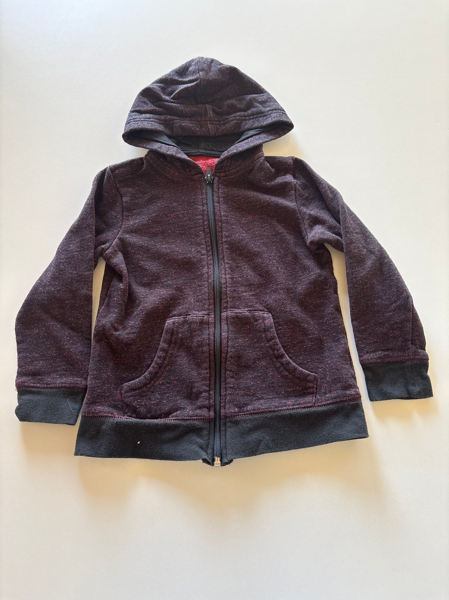 Black & Red Melange Zip Up Hoodie