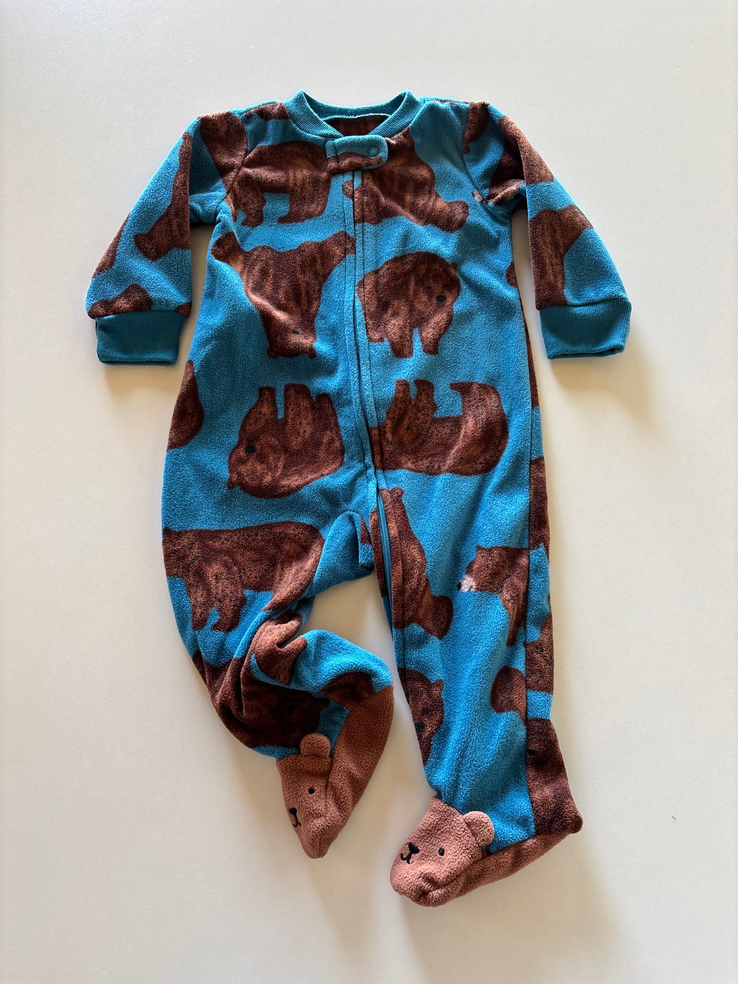 Blue Fleece Brown Bear Sleeper
