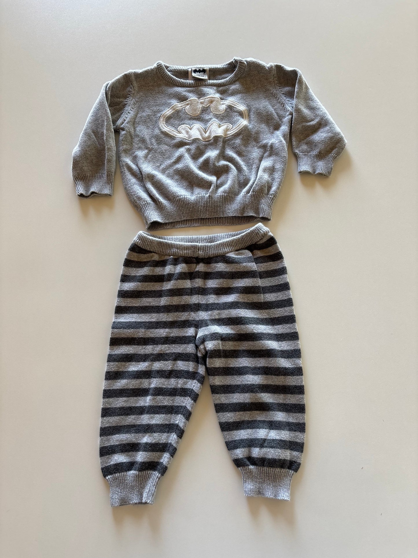 2pc Grey Knit Batman Set