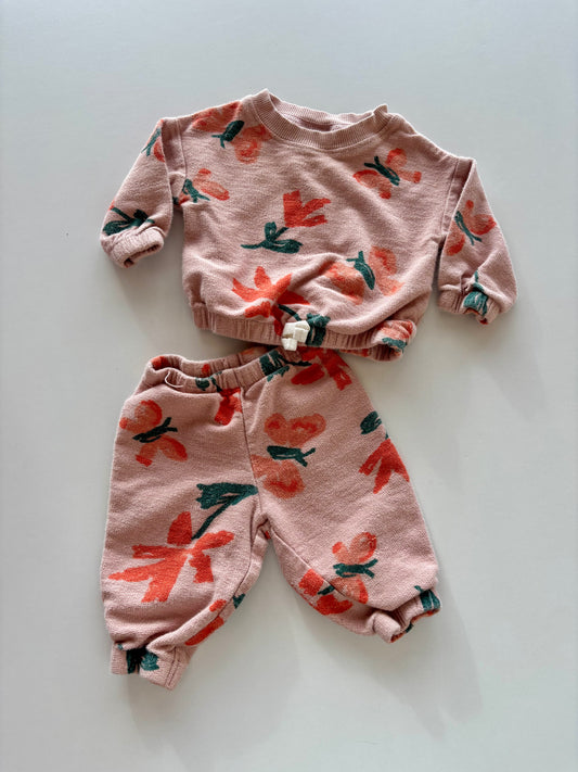 2pc Pink Floral Matching Set