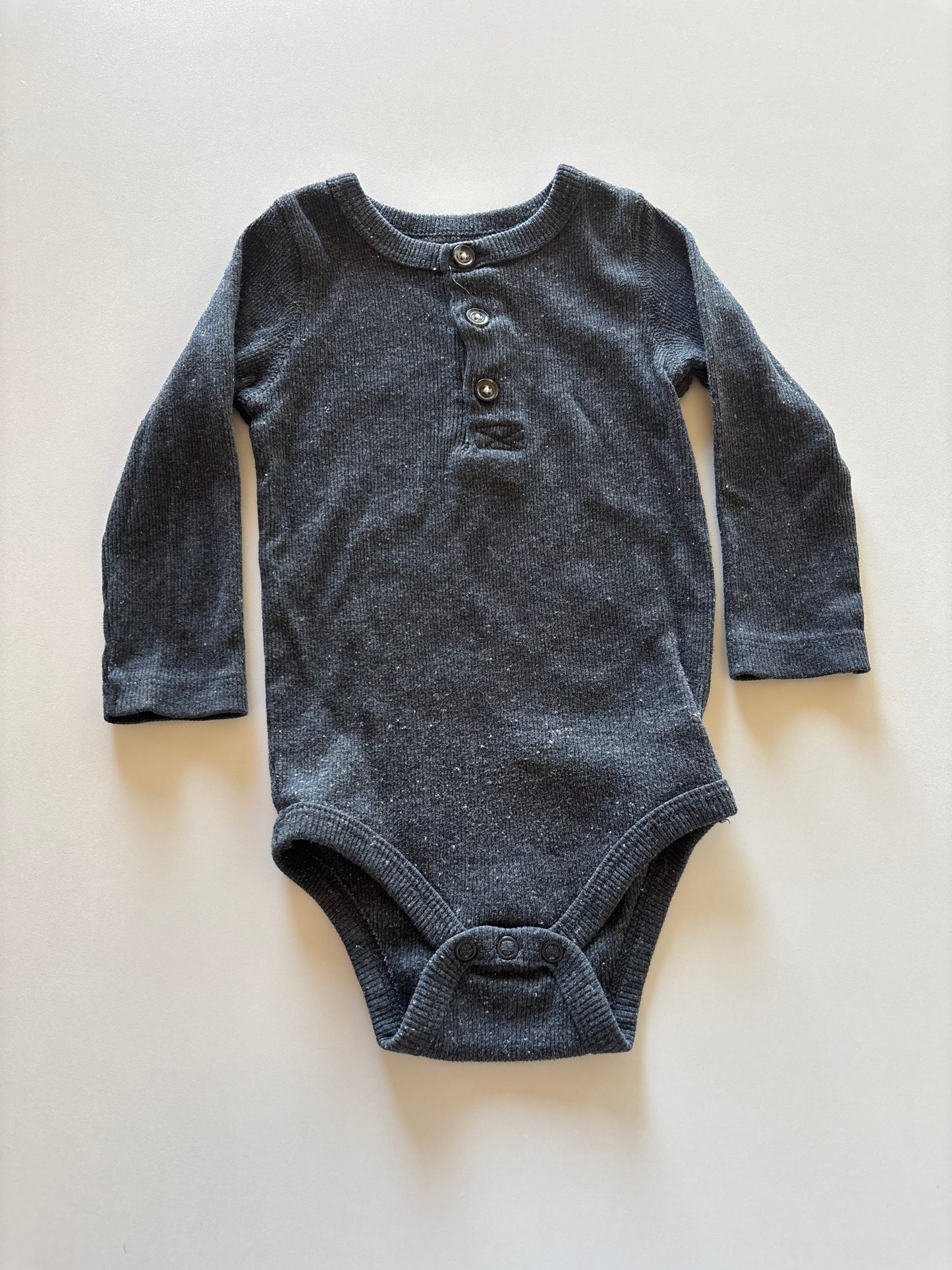 Charcoal Ribbed Henley Onesie