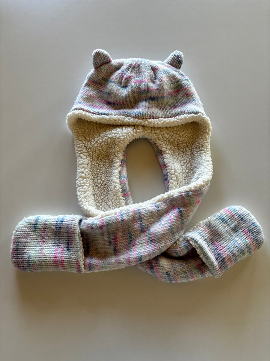 Pastel Striped Knit Toque/Scarf/Mitts