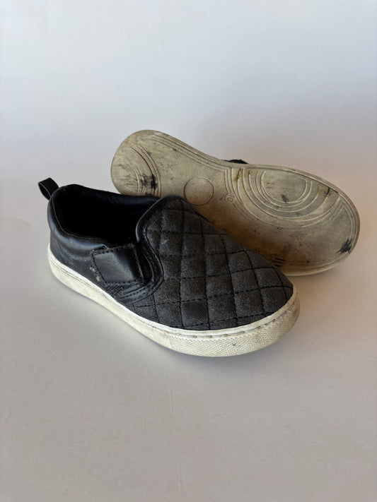 Shiny Quilted Black Sneakers