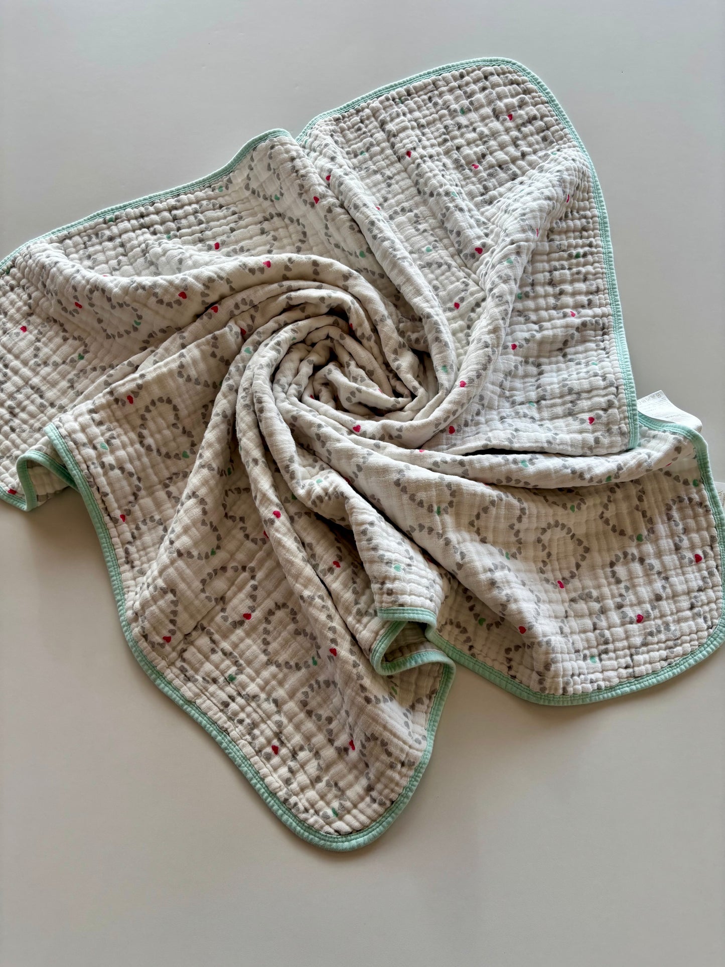 Heart & Stripes Reversible Muslin Dream Blanket