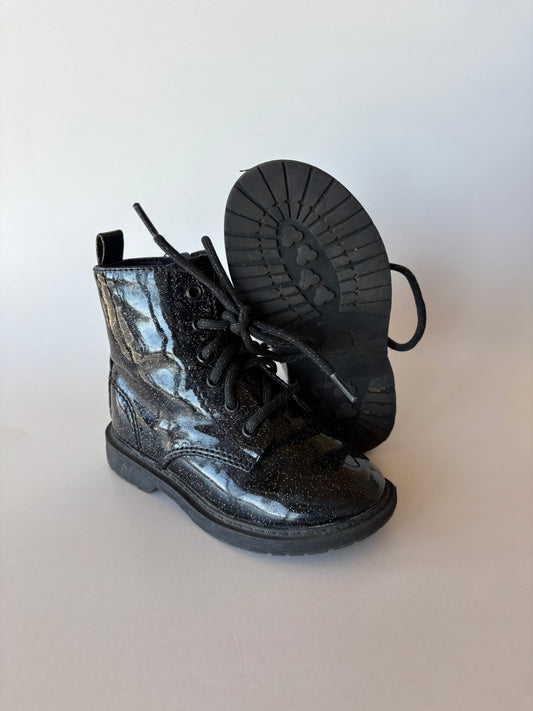 Black Sparkly Combat Boots