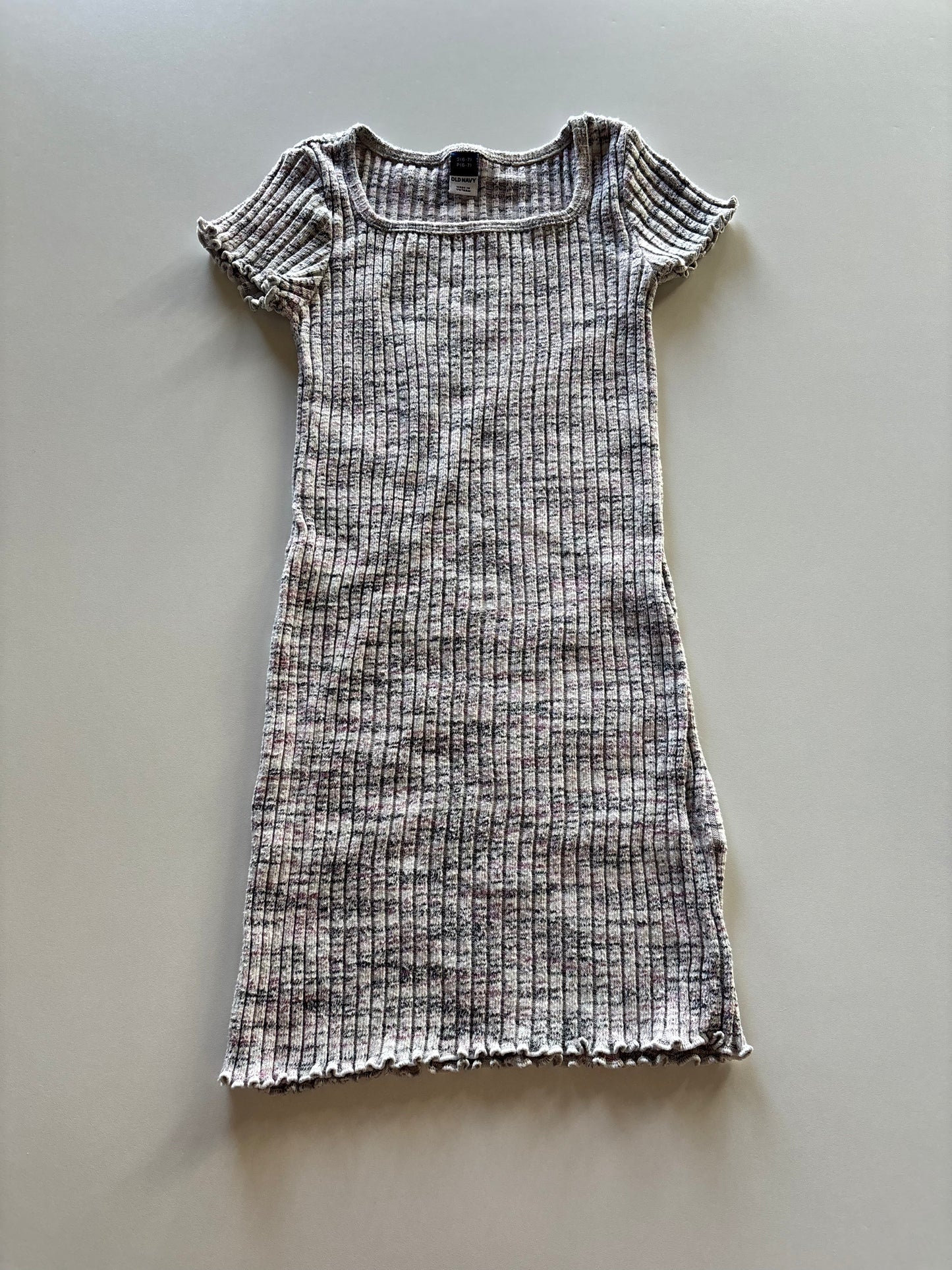 Pink & Charcoal Melange Ribbed Dress