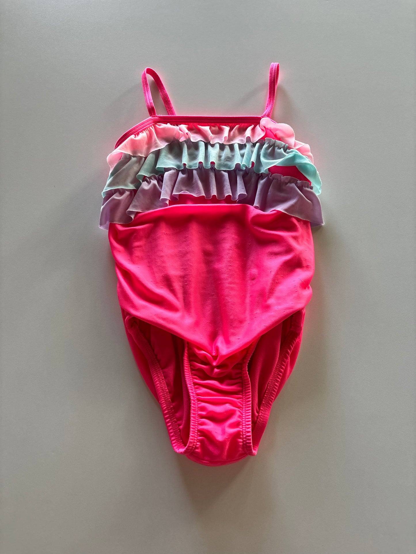 Bright Pink Ruffle Swim Suit