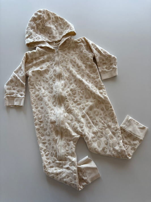 Ivory Leopard Hooded Romper