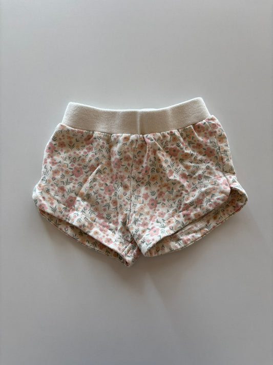 White with Pink & Orange Floral Shorts