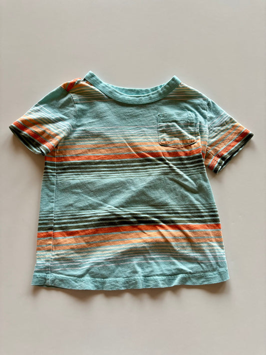 Blue & Orange Striped Pocket Tee