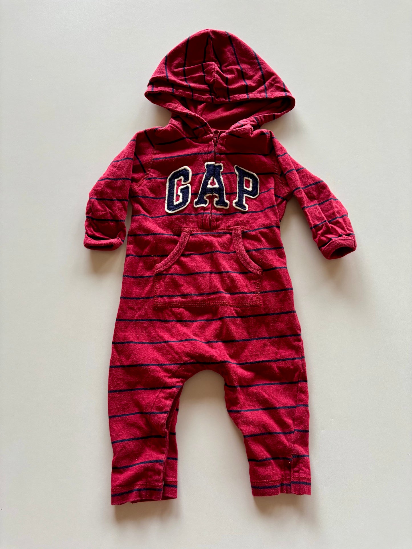 Red Striped Hooded Romper