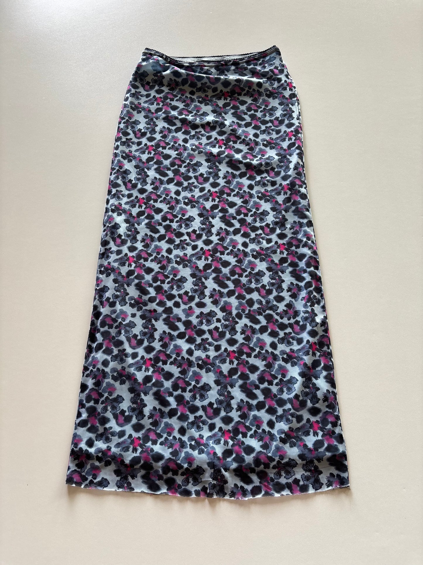 Blue Leopard Floral Maxi Skirt