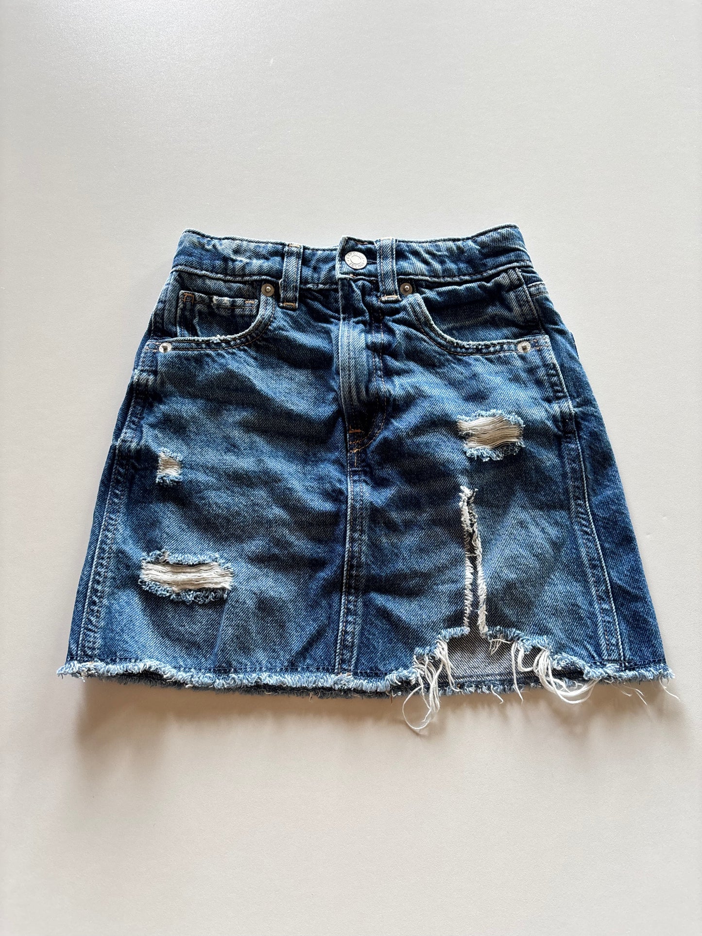 Distressed Denim Skirt