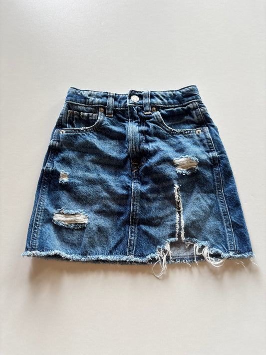 Distressed Denim Skirt
