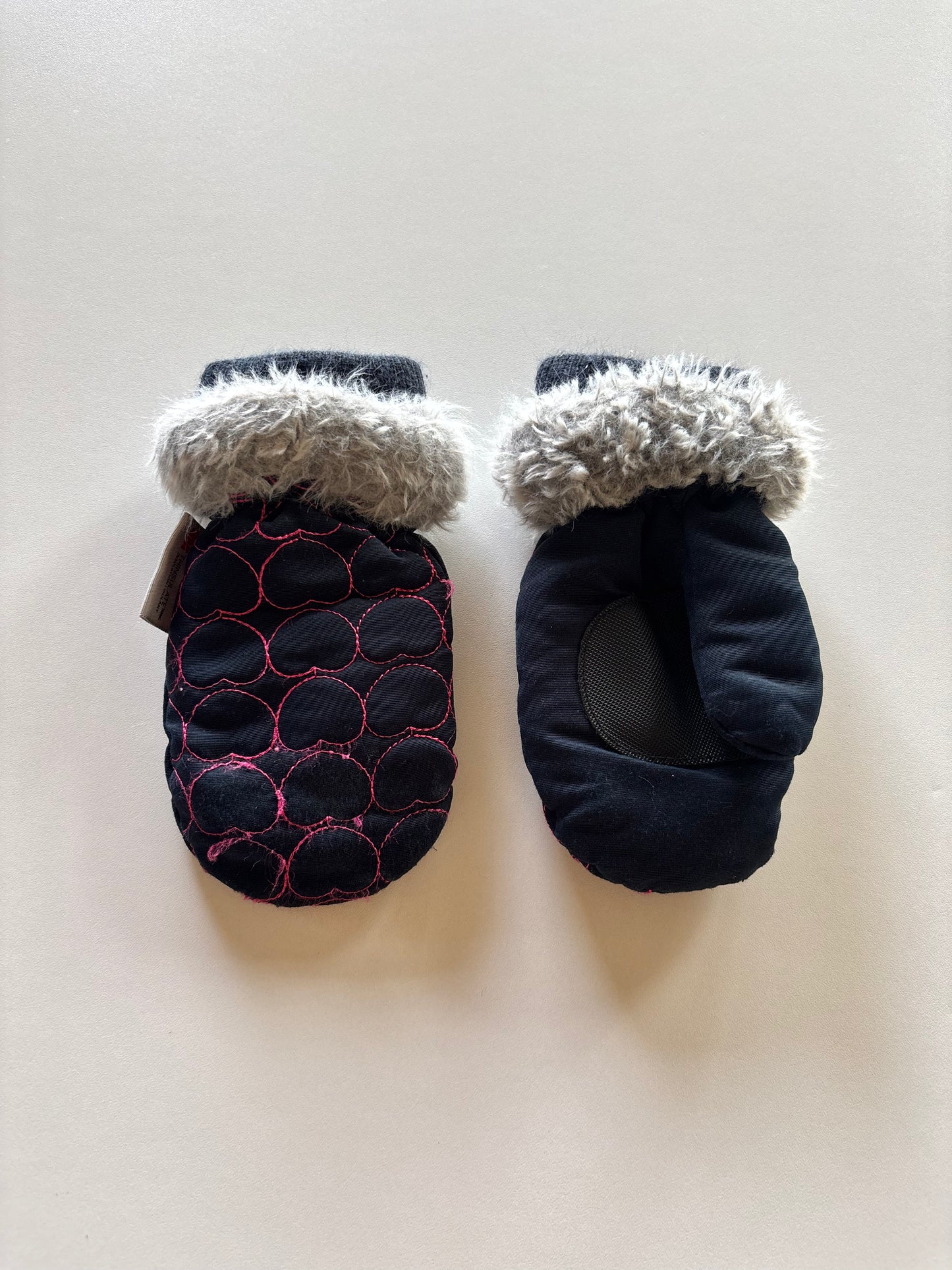 Navy Heart Winter Mittens